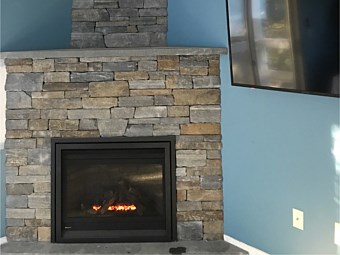 Black river mica and Quimby mt mica ashlar blend - fireplace